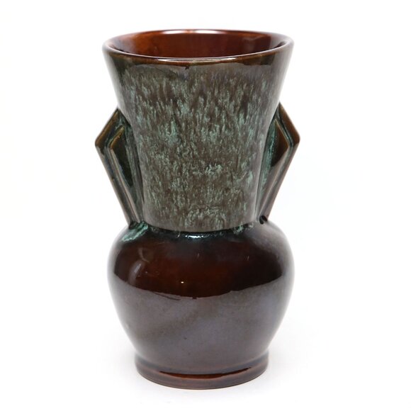Vintage Beauceware Pottery Vase 41 Canada Drip Glaze Teal Blue Green Brown MCM - Picture 2 of 10